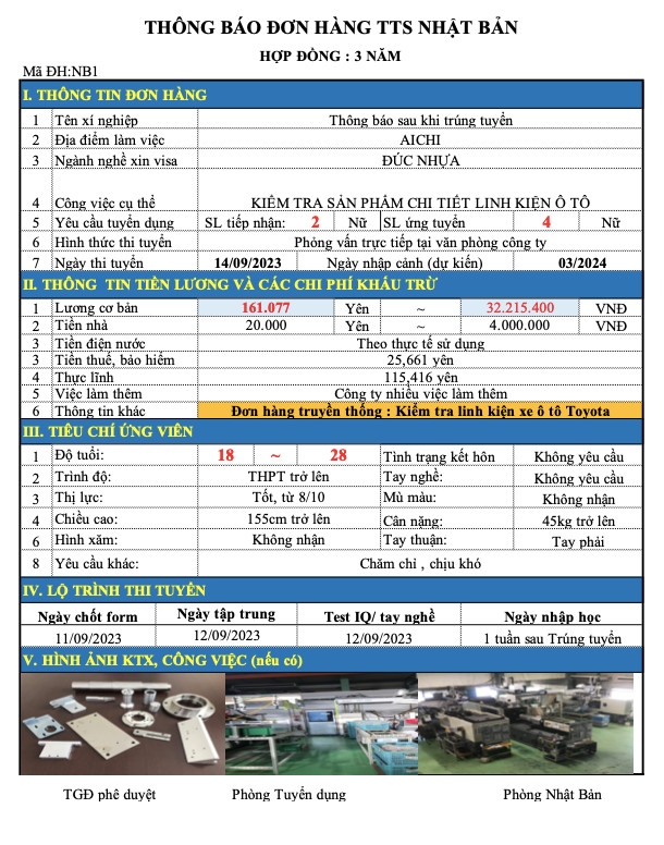 Đơn hàng điện tử tuyển nữ tại tỉnh AICHI ( 14/09/2023) 8 Linh kien Nu